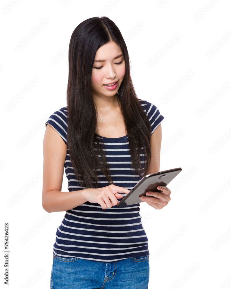 Woman use of tablet Woman use of tablet