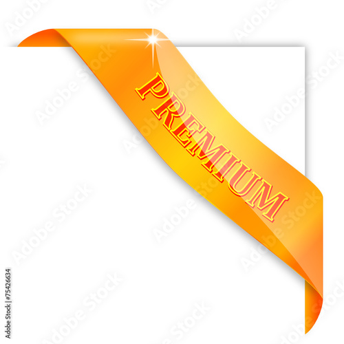 Golden ribbon around the corner labeled "premium" - vector svg