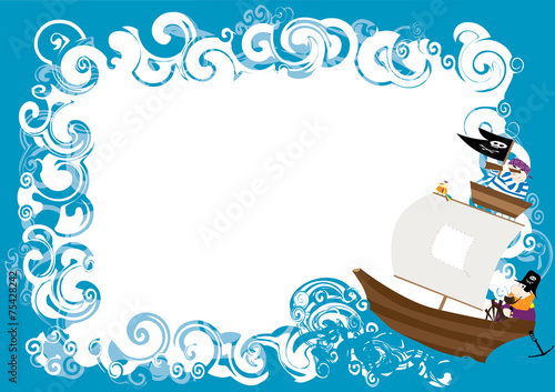 Pirates ship with white text blox to fill in - vectors