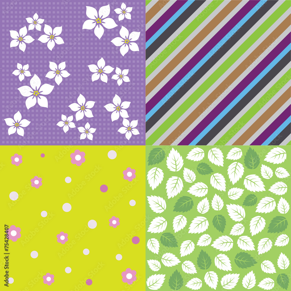 Four seamless spring background patterns Four seamless spring background patterns