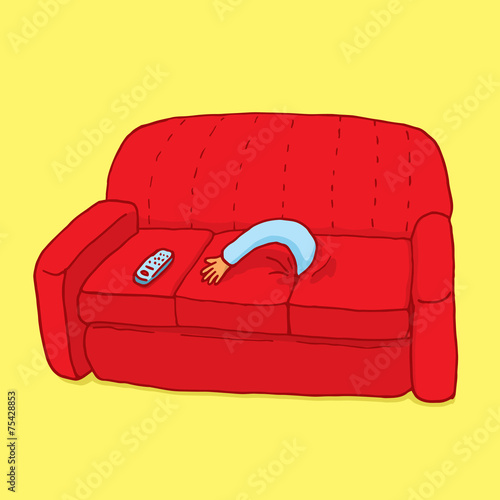 Man stucked in a couch looking for the remote