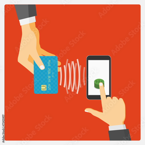 Flat design style vector illustration. Smartphone with processin