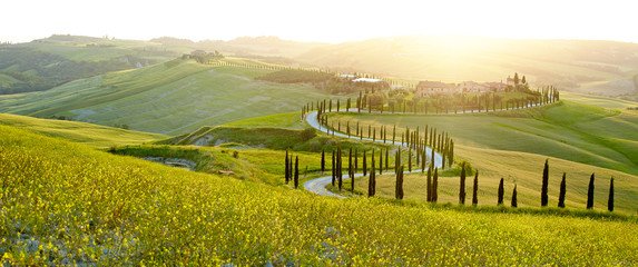 Acrylglasbilder Toskana Sonnige Felder der Toskana in Italien  © ZoomTeam