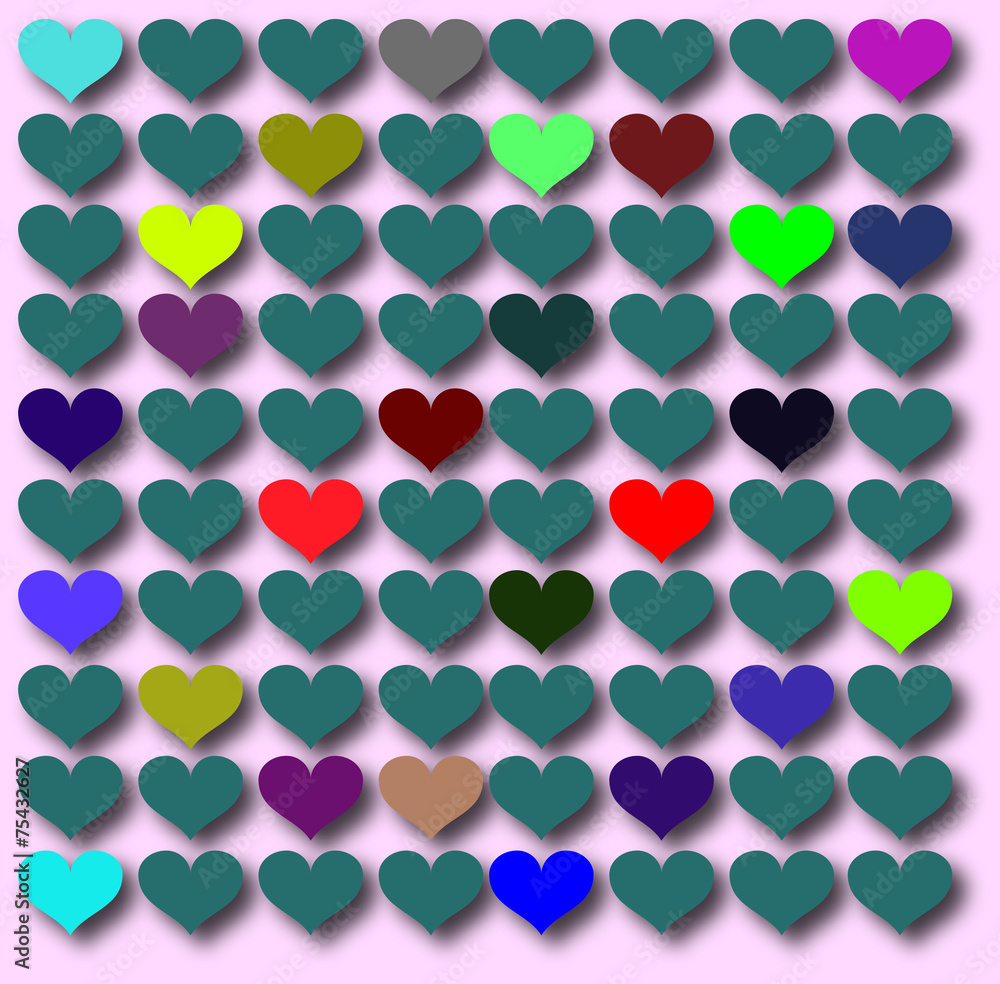 colorfull hearts on pink background colorfull hearts on pink background