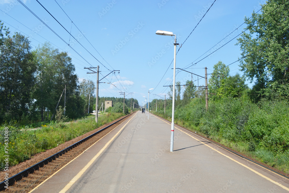 Naklejka premium Railway station for suburban electric train