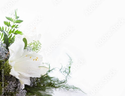 bouquet composition with white amaryllis