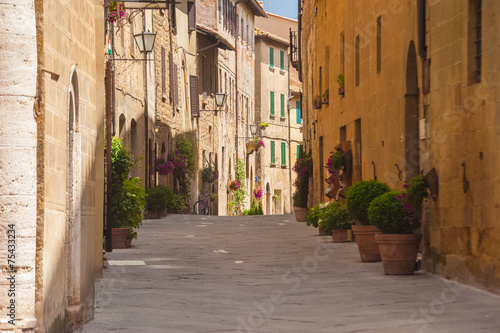 Fototapeta Naklejka Na Ścianę i Meble -  Old beautiful city in the sun of Tuscany, Pienza, Italy