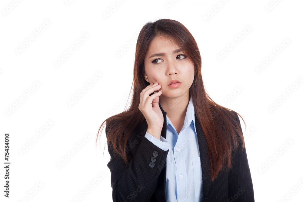 Young Asian businesswoman got toothache Young Asian businesswoman got toothache