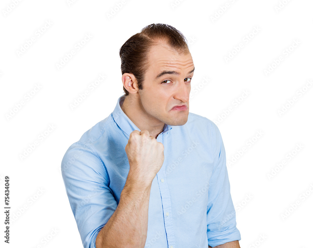hostile angry irritated upset man raising shaking fists at you hostile angry irritated upset man raising shaking fists at you
