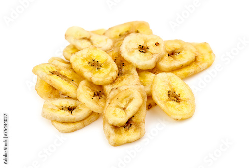 Isolated pile of banana chips