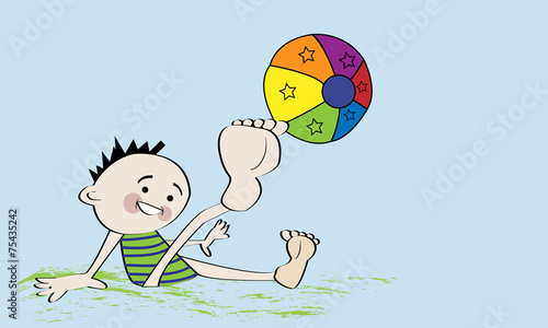 Niño dando patada a un balón.