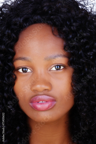 Close Portrait Attractive African American Teen Woman