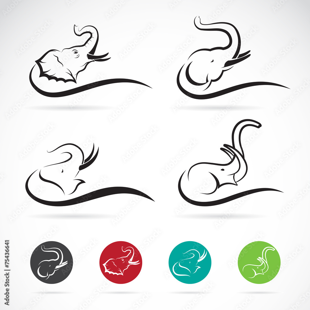 Vector image of an elephant design on white background Vector image of an elephant design on white background