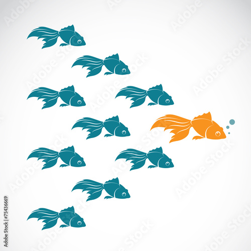 Vector image of an goldfish showing leader individuality success