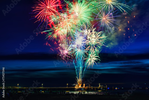 Fotografija Firework Display over sea in South Australia.