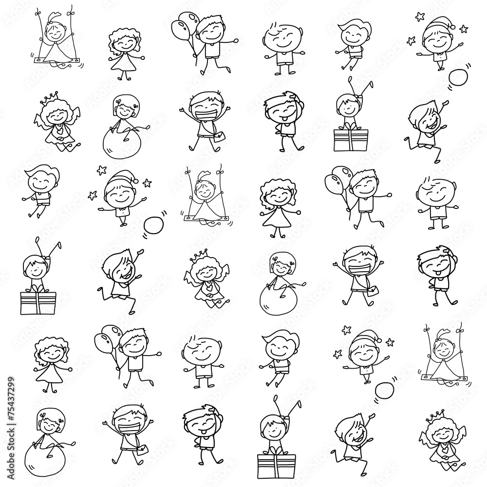 hand drawing abstract cartoon happy kids hand drawing abstract cartoon happy kids