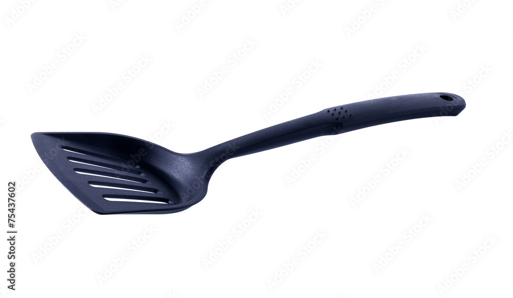 Black plastic kitchen spatula isolated on white Black plastic kitchen spatula isolated on white