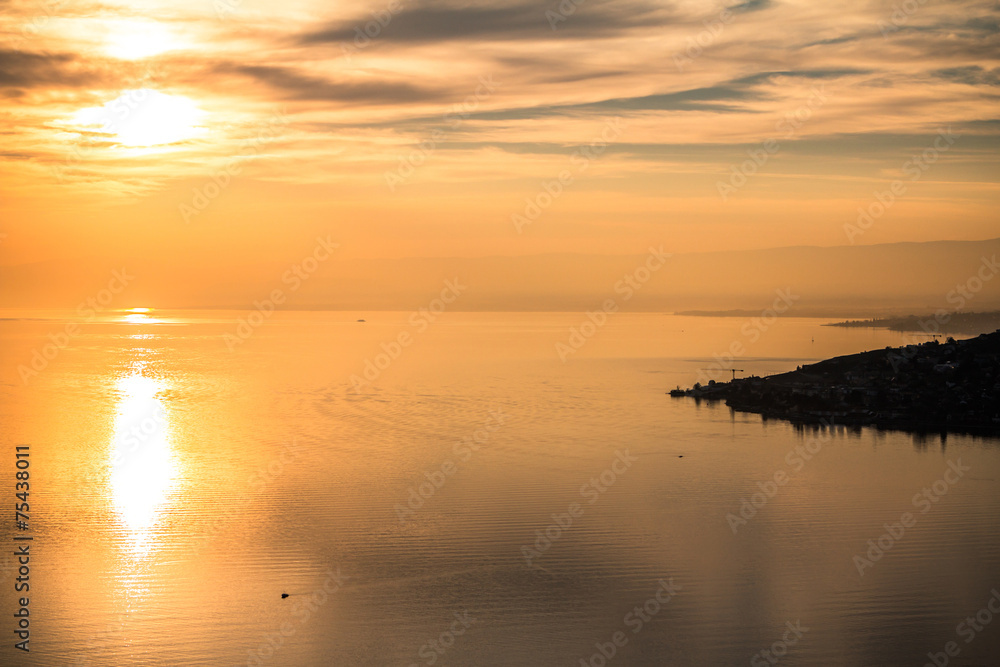 A beautiful sunset over Lake Geneva