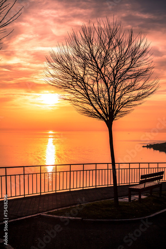 Sunset in Dezaley, Switzerland photo