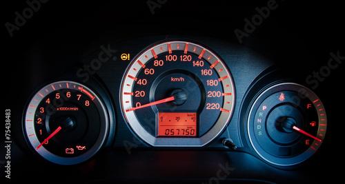 Photography closeup car dashboard