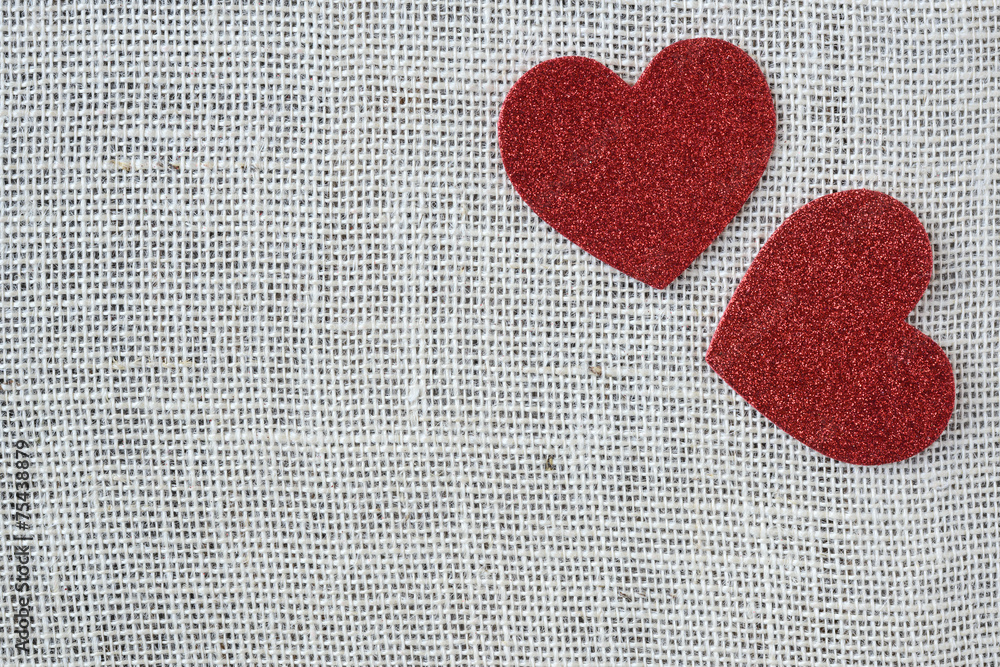 Red Heart on Burlap Background Red Heart on Burlap Background