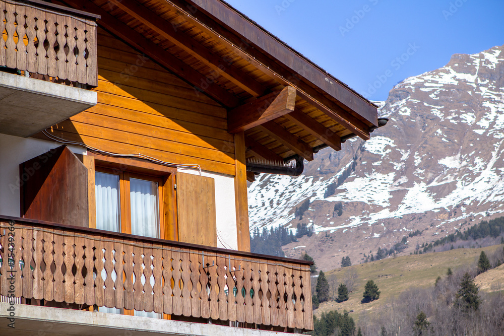 Fototapeta premium Alpine wooden hotel 