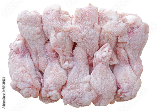 Frozen Leg of chicken isolated on white background