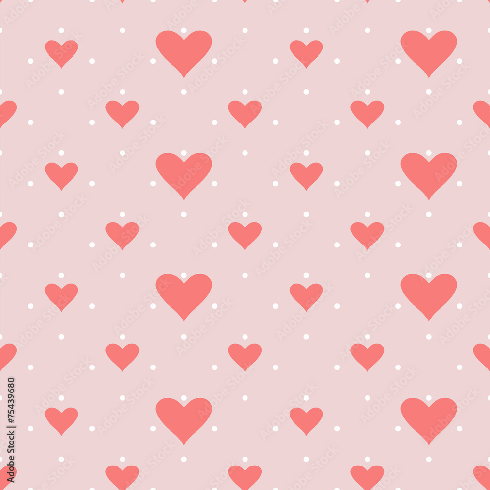 seamless pattern small dots, hearts
