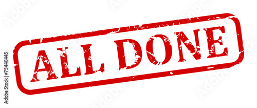 Red stamp with the words "all done" - vector svg