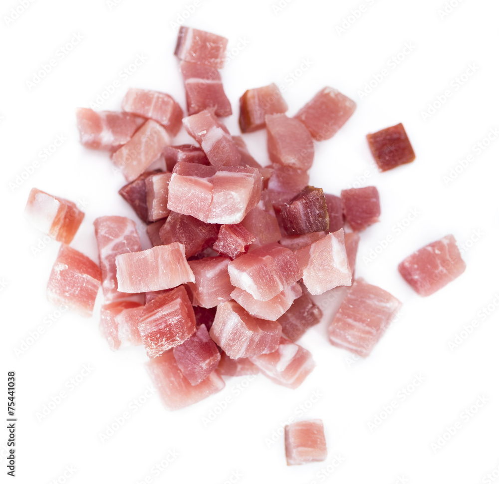 Diced Ham (isolated on white) Diced Ham (isolated on white)
