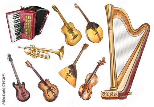 Musical instruments. Vector set.