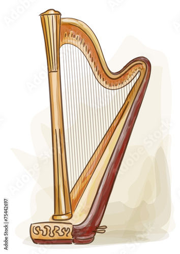 Harp. Vector illustration.