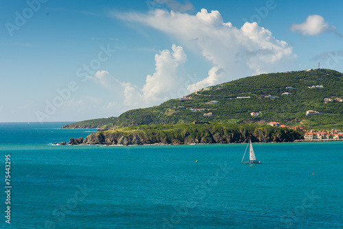 Yatch ship island caribbean sea