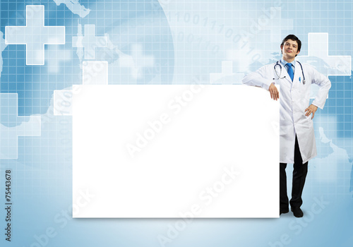 Doctor with banner