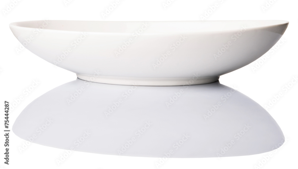 Empty white oval salad bowl over white background Empty white oval salad bowl over white background