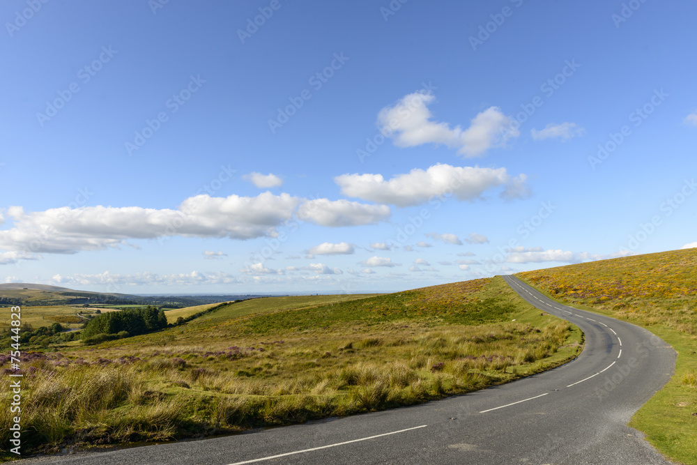 uphill bend in the moor, Dartmoor