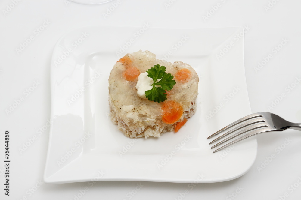 Aspic of chicken with carrots in form of heart