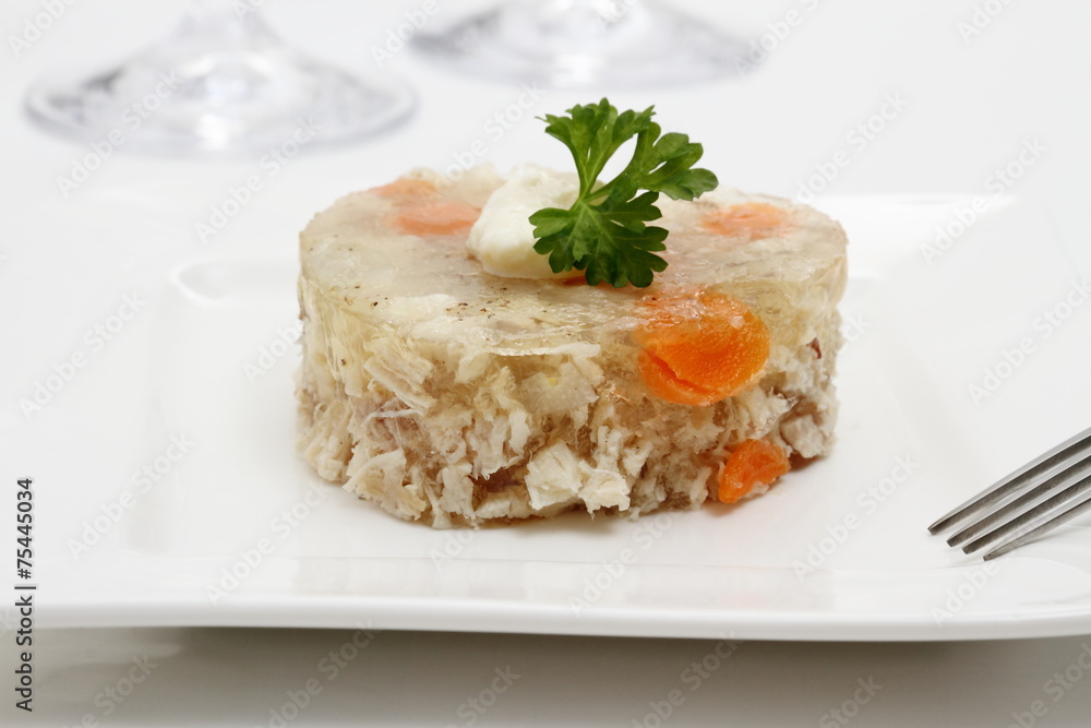 Aspic of chicken with carrots in form of heart