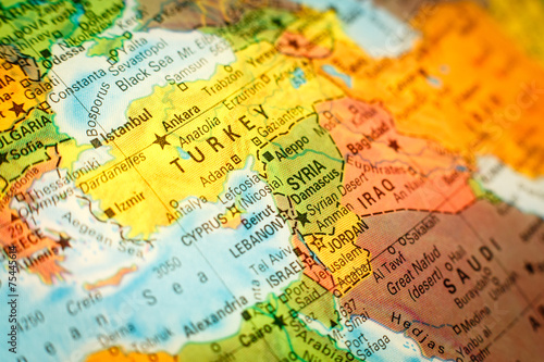 close up map Syria Jordan and Turkey © twixx