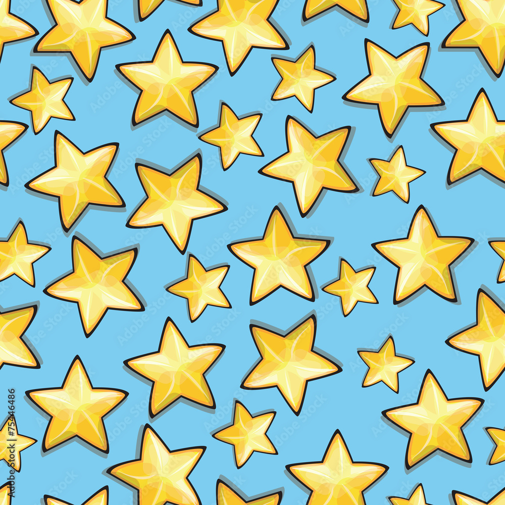 Cartoon stars against blue background. Seamless Cartoon stars against blue background. Seamless