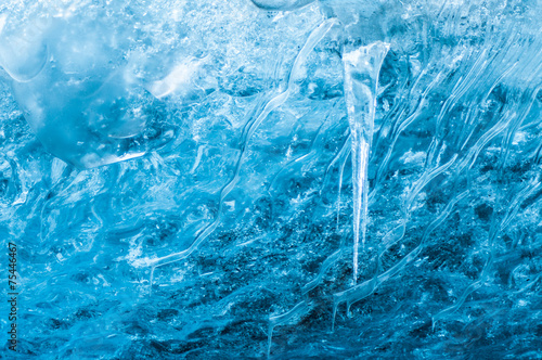 An Icicle hanging from the glacier wall