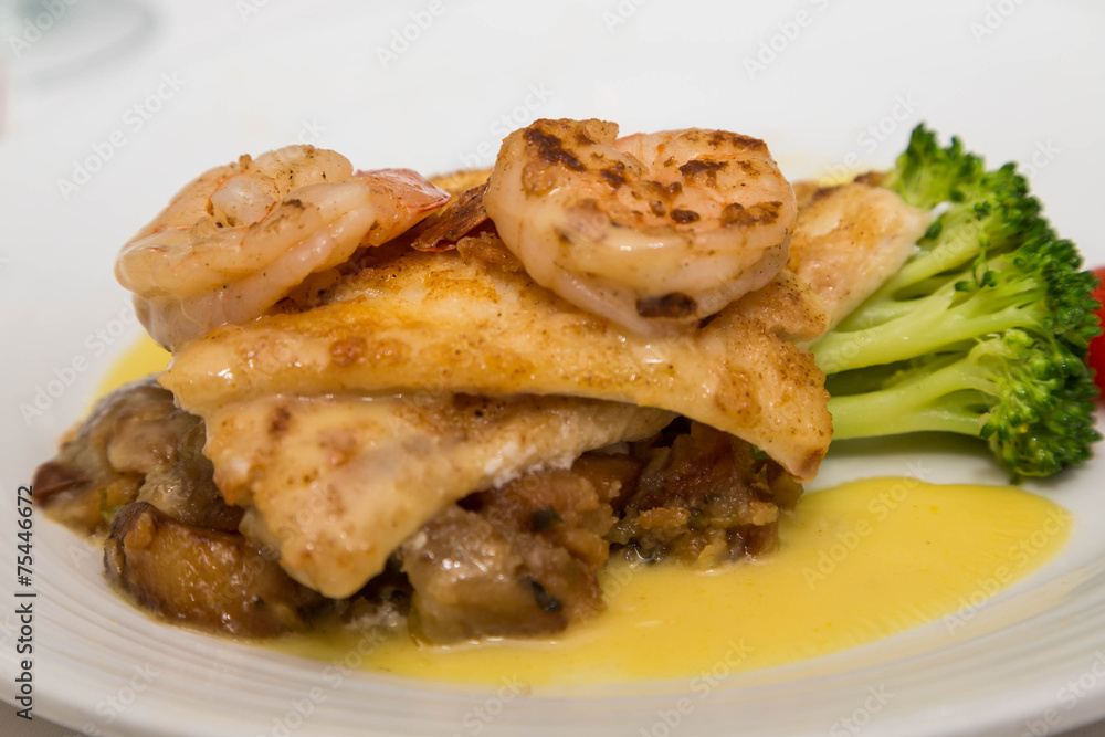 Broiled Shrimp and Fish Plate Broiled Shrimp and Fish Plate
