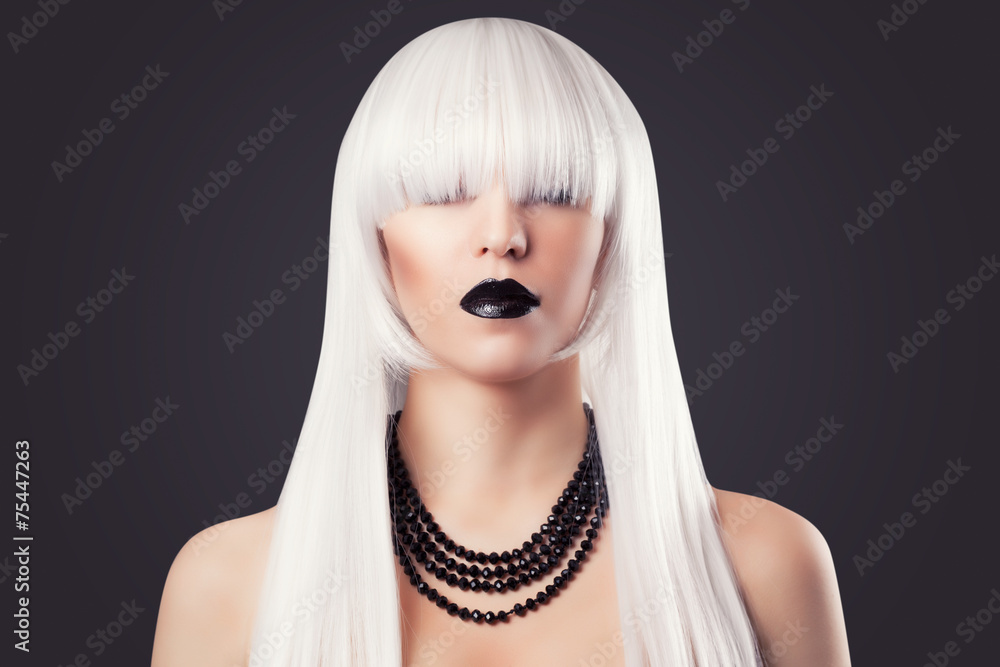 beautiful blonde woman with black make-up and accessories beautiful blonde woman with black make-up and accessories