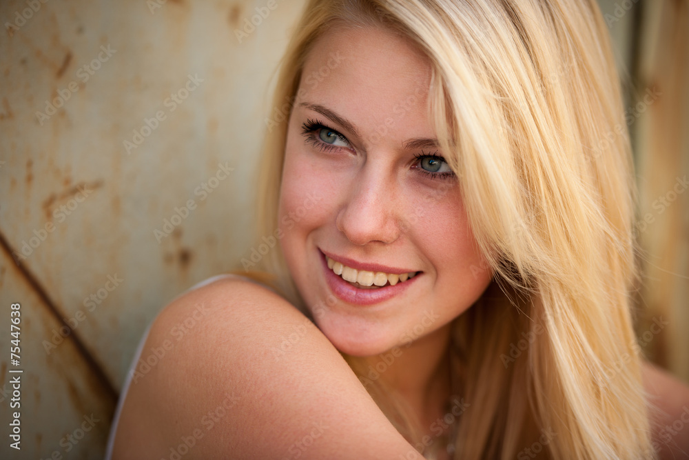 young blonde caucasian girl alone on a street young blonde caucasian girl alone on a street
