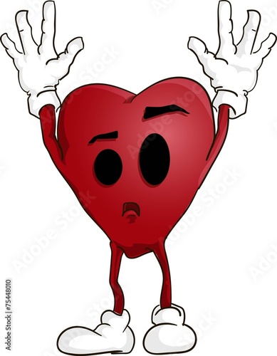 A cartoon heart with a scared expression