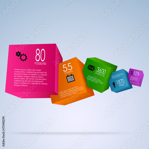 Abstract infographic with colorful cubes