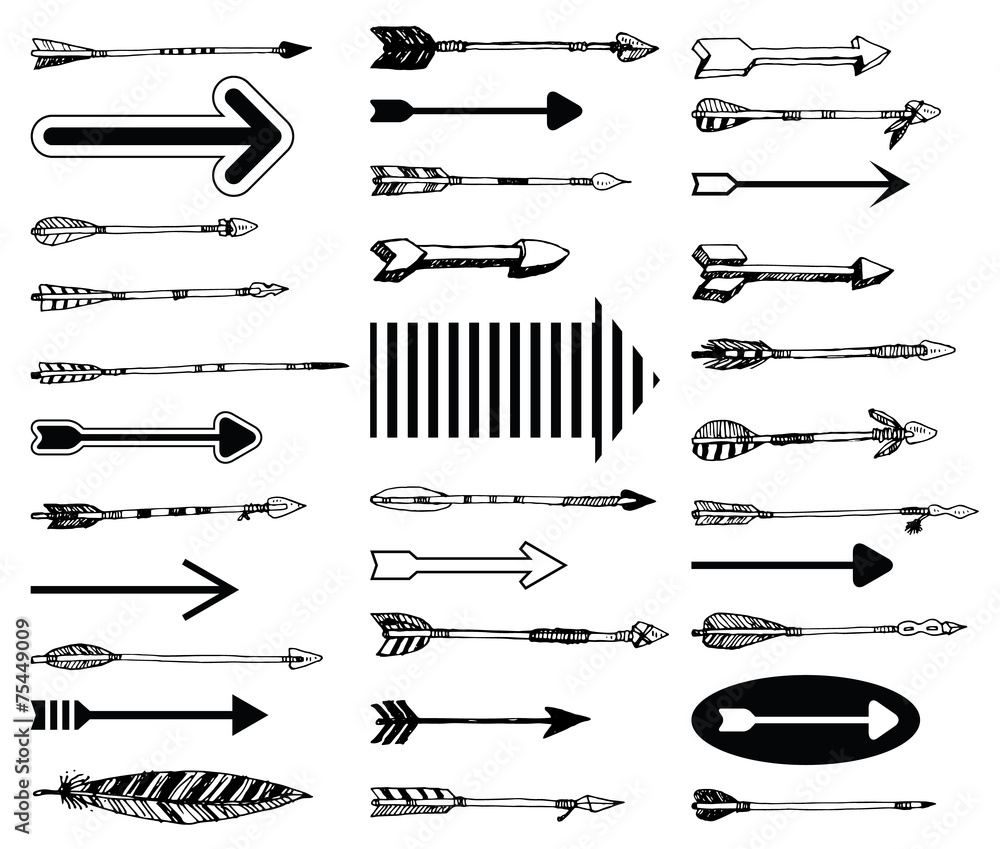 Set of arrows, hand drawn vector illustration. Set of arrows, hand drawn vector illustration.