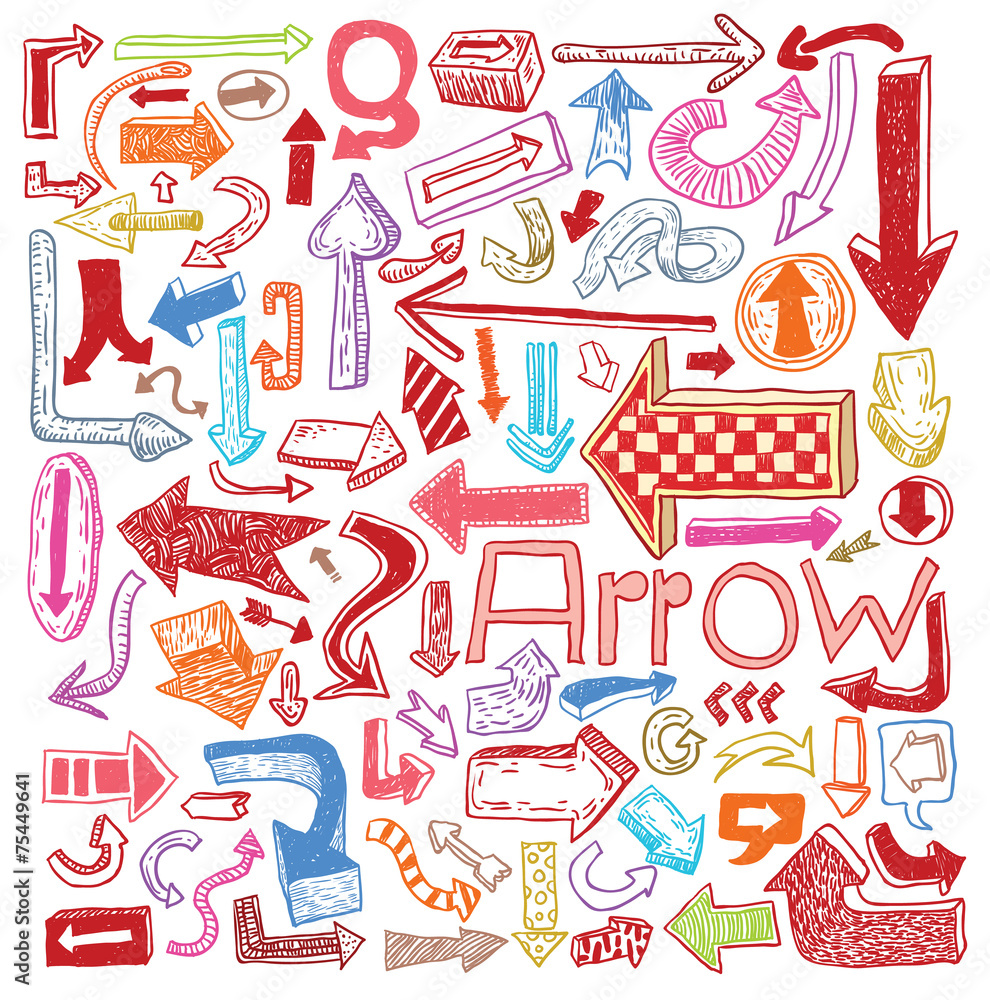 Set of arrows, hand drawn vector illustration. Set of arrows, hand drawn vector illustration.