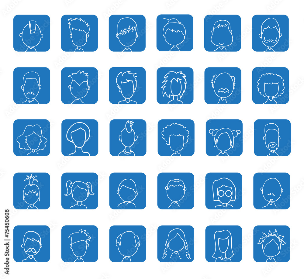 Simple avatar icons set, vector. Simple avatar icons set, vector.