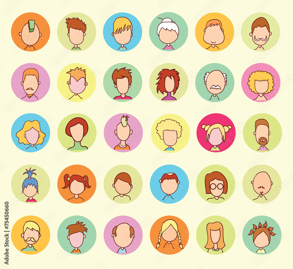 Fototapeta premium Simple avatar icons set, vector.